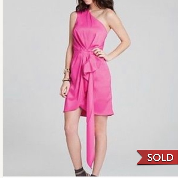 BCBGeneration Womens Dress Candy Pink One Shoulder Cocktail Mini Dress Size 6 - Picture 3 of 13